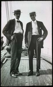 Image of Col. Borup and George Borup on Deck of Roosevelt